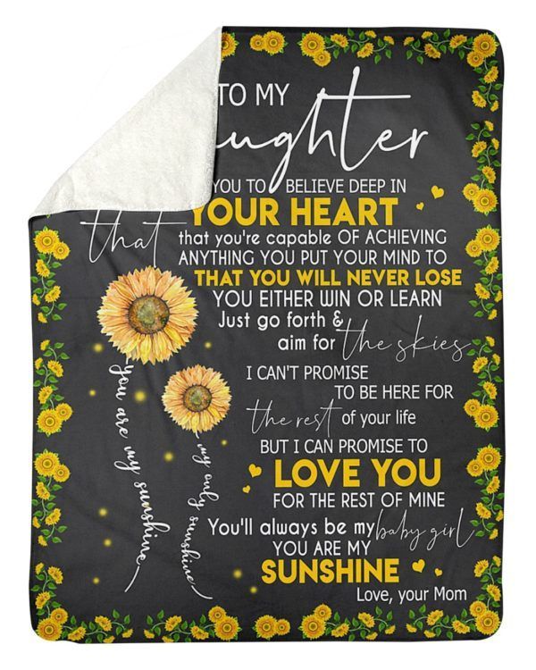 Mom To Daughter Sunflower Sherpa Fleece Blanket