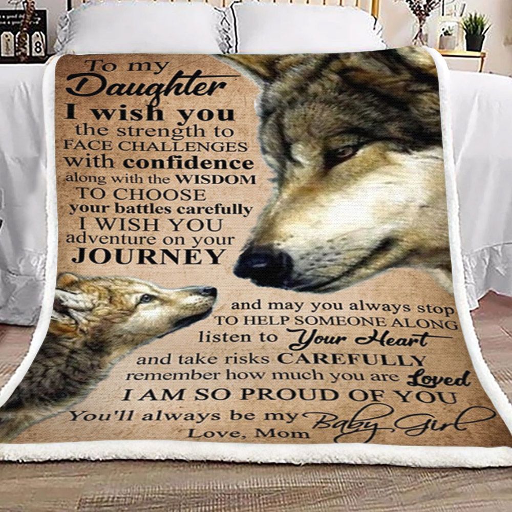 Mom To Daughter Wolf Sherpa Fleece Blanket
