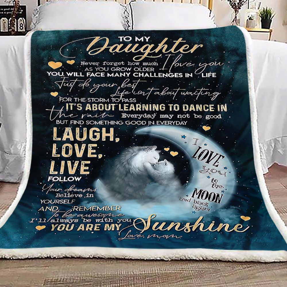 Mom To My Daughter Cat Fleece Blanket