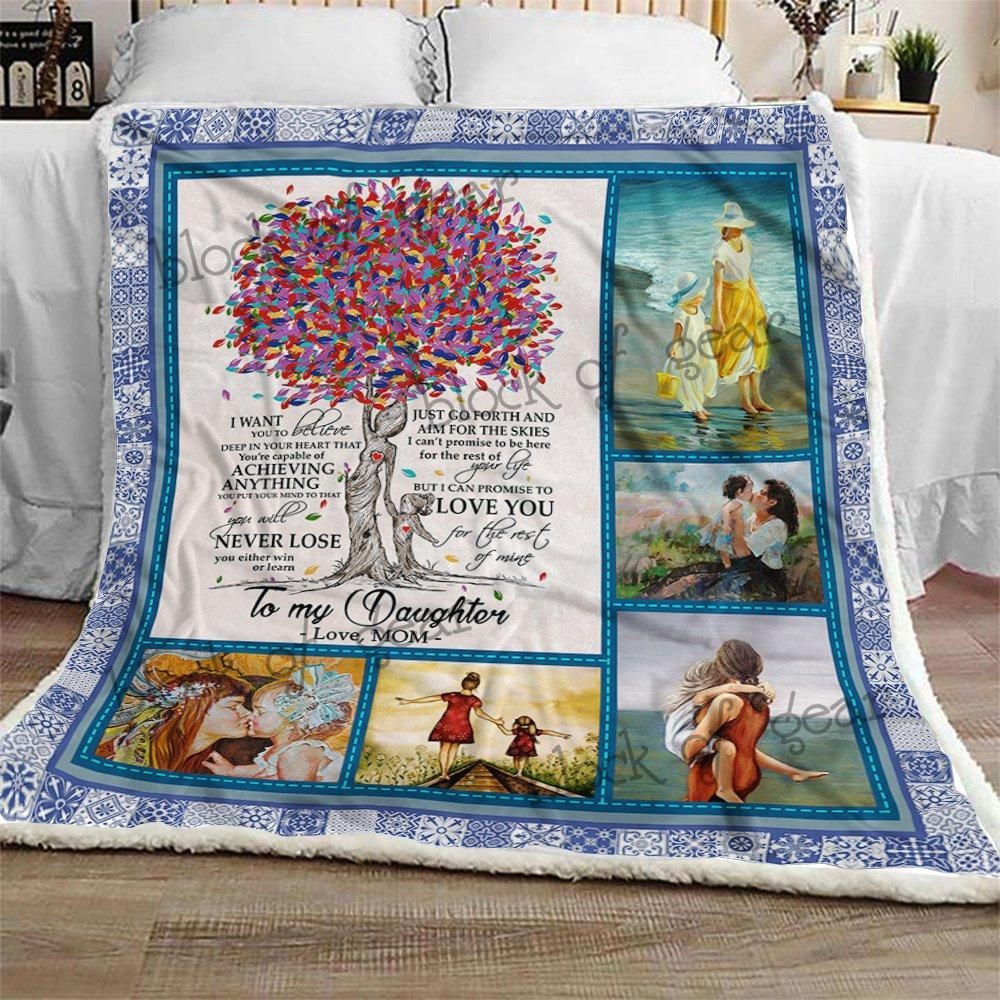 Mom To My Daughter Sherpa Fleece Blanket