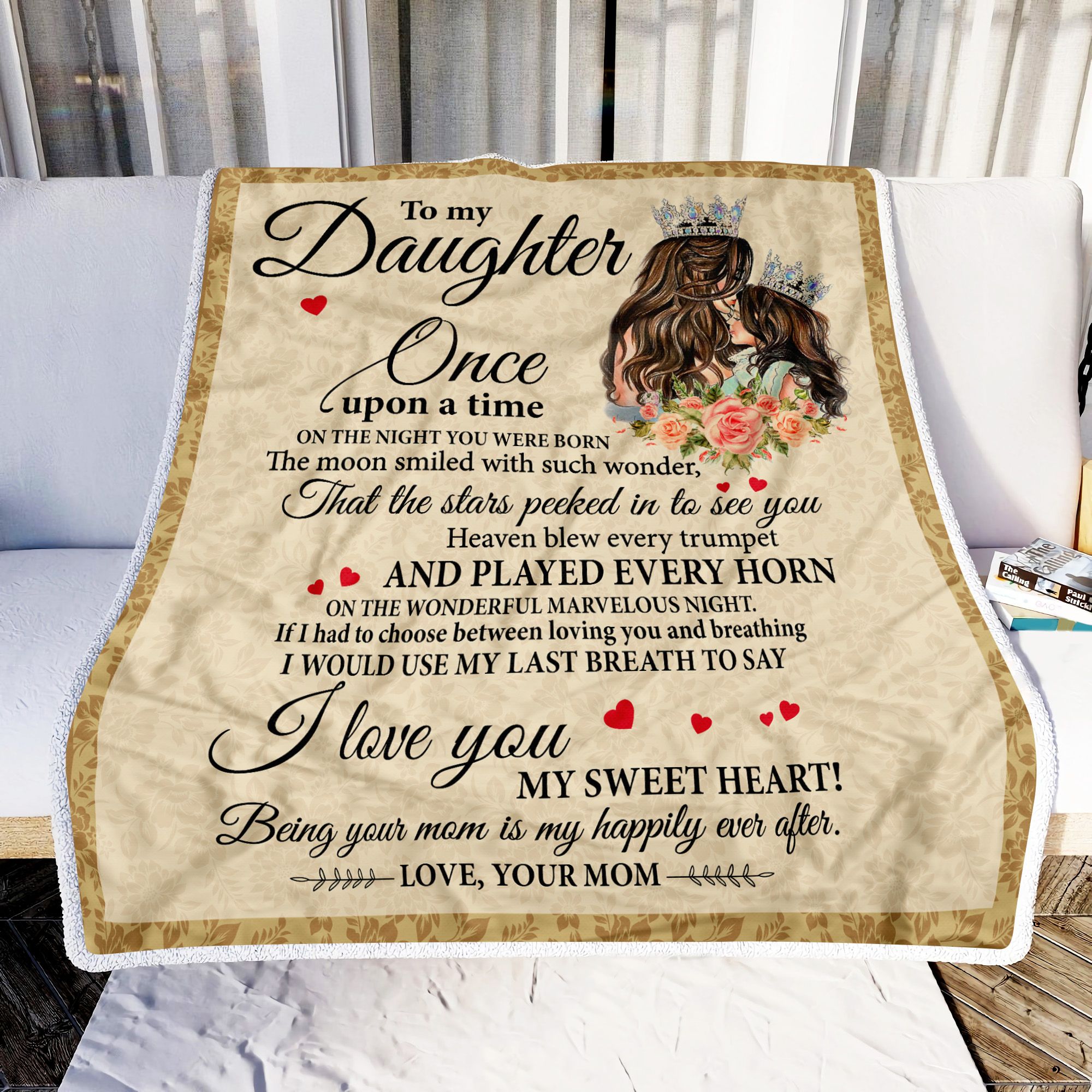 Mom To My Daughter I Love You Fleece Blanket