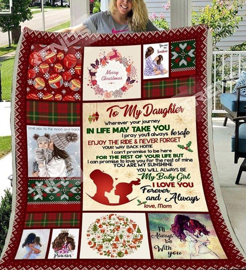 Mom To My Daughter My Baby Girld I Love You Christmas Sherpa Fleece Blanket