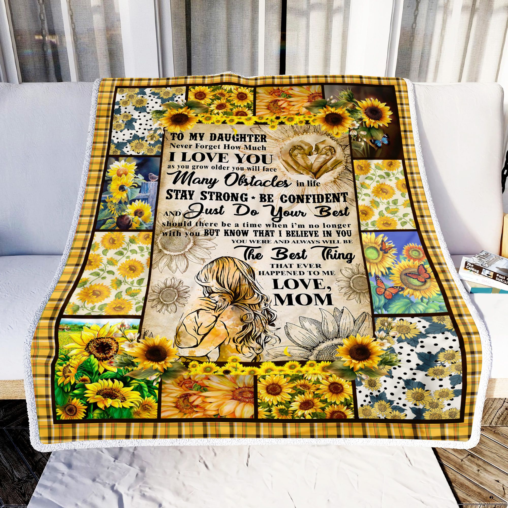 Mom To My Daughter Sunflower Fleece Blanket