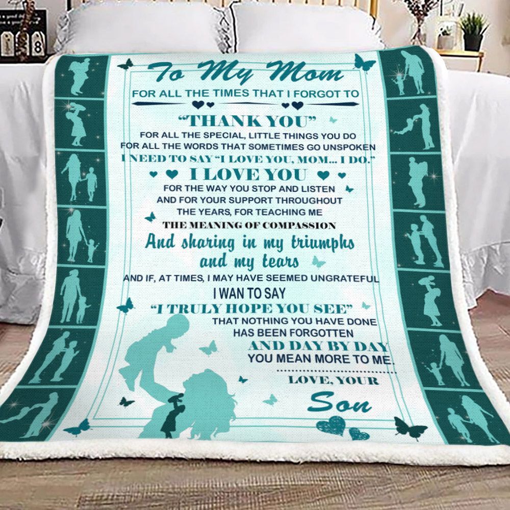 Mom To My Mom Love Your Son Sherpa Fleece Blanket