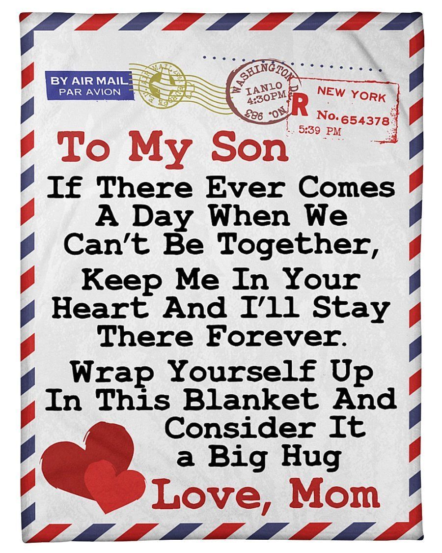 Mom To My Son Keep Me In Your Heart Fleece Blanket Fleece Blanket