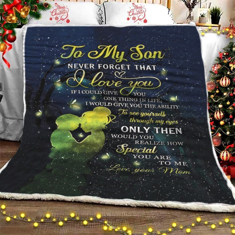 Mom To My Son Love Sherpa Fleece Blanket