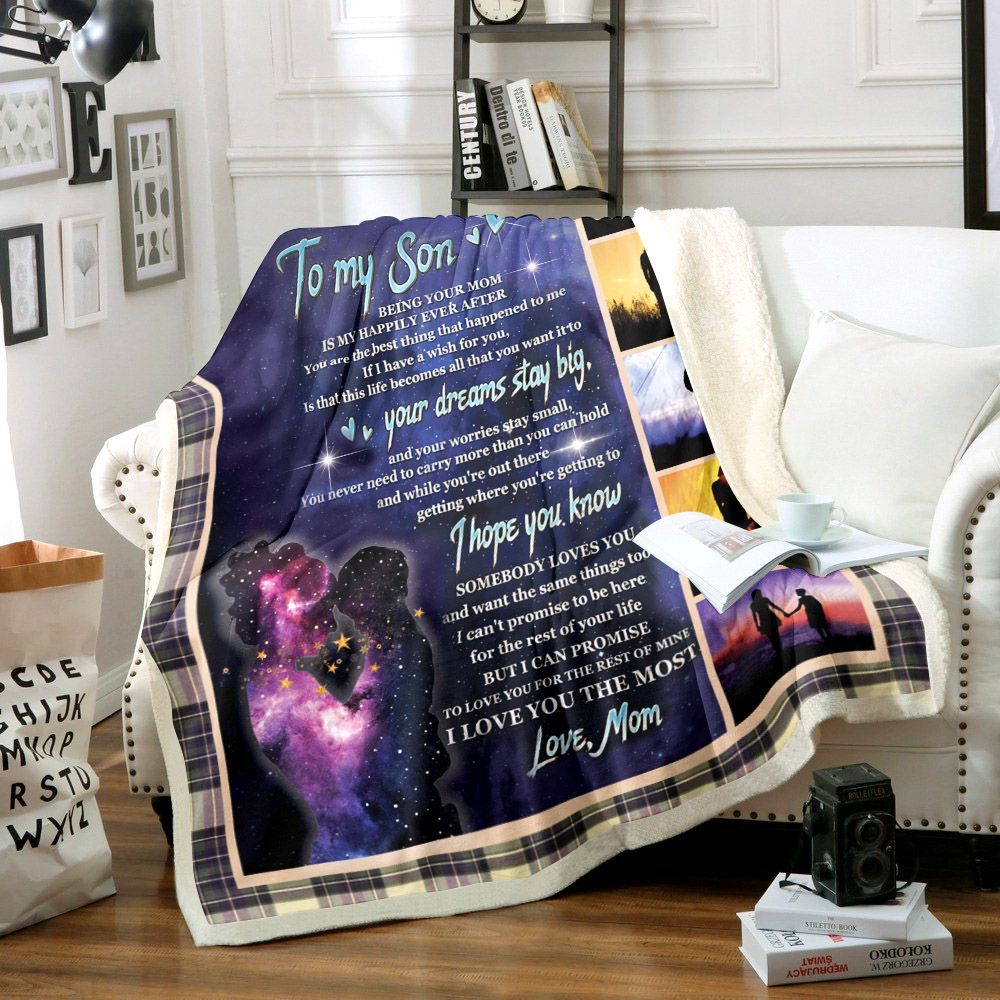 Mom To Son Being Your Mom Sherpa Fleece Blanket