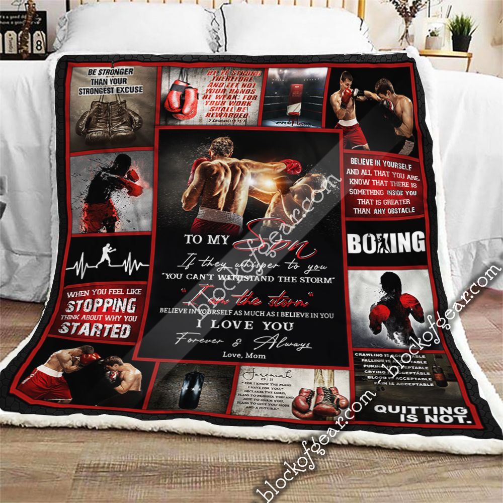 Mom To Son Boxing I Love You Sherpa Fleece Blanket