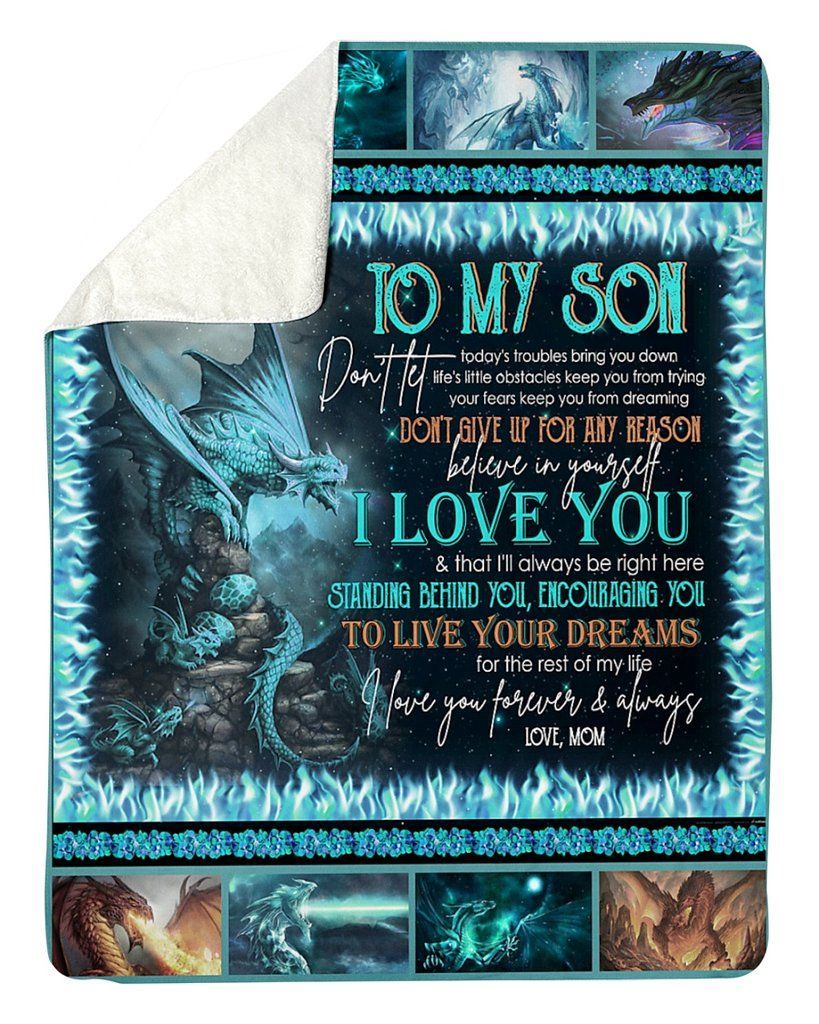 Mom To Son Sherpa Fleece Blanket