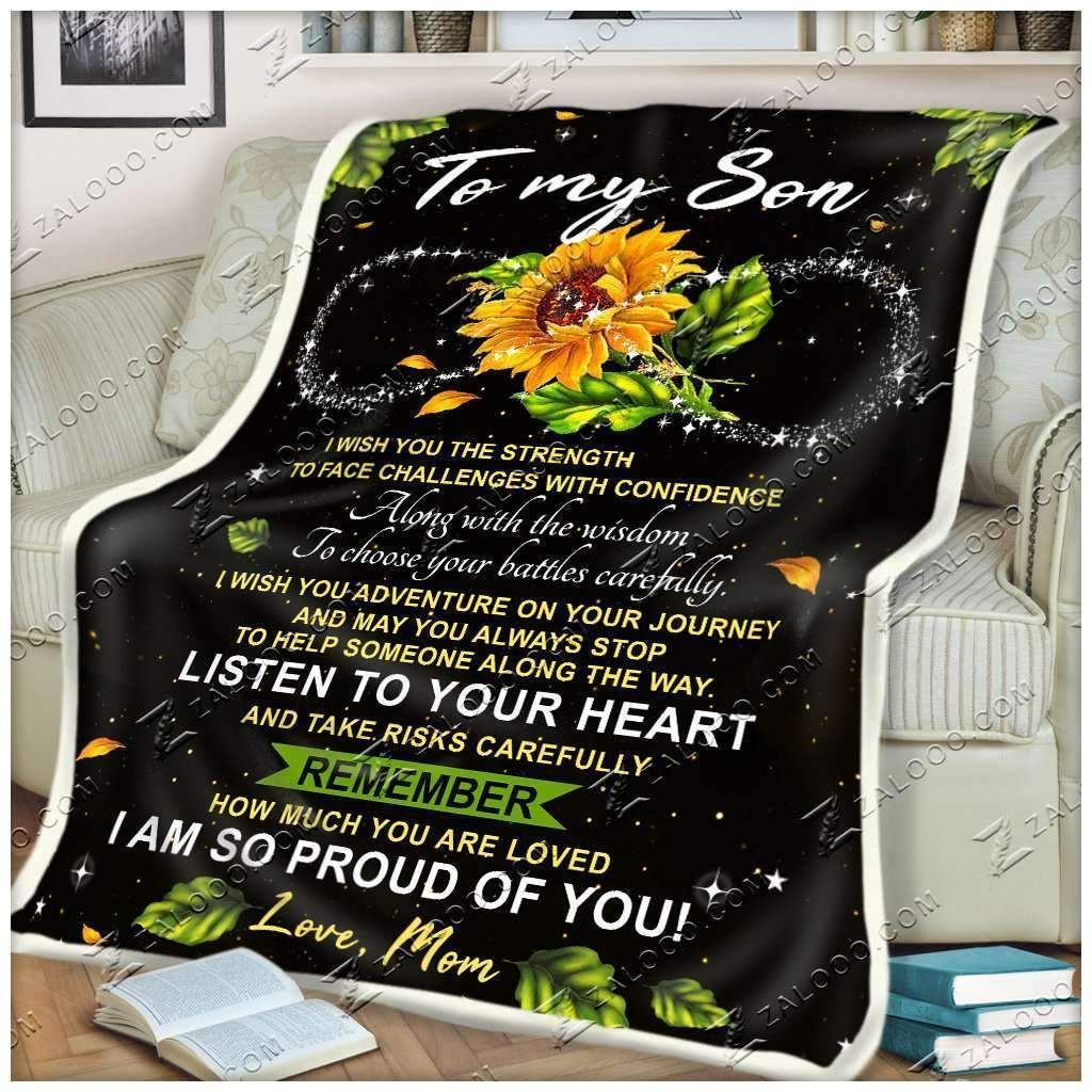Mom To Son Sherpa Fleece Blanket