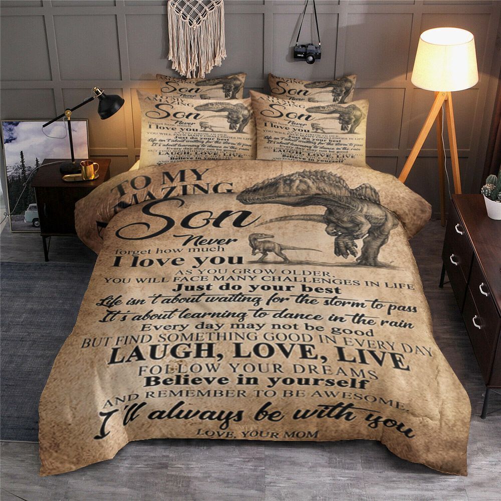 Mom To Son Dinosaur Bedding Set