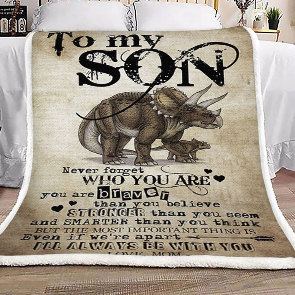 Mom To Son Dinosaur Sherpa Fleece Blanket