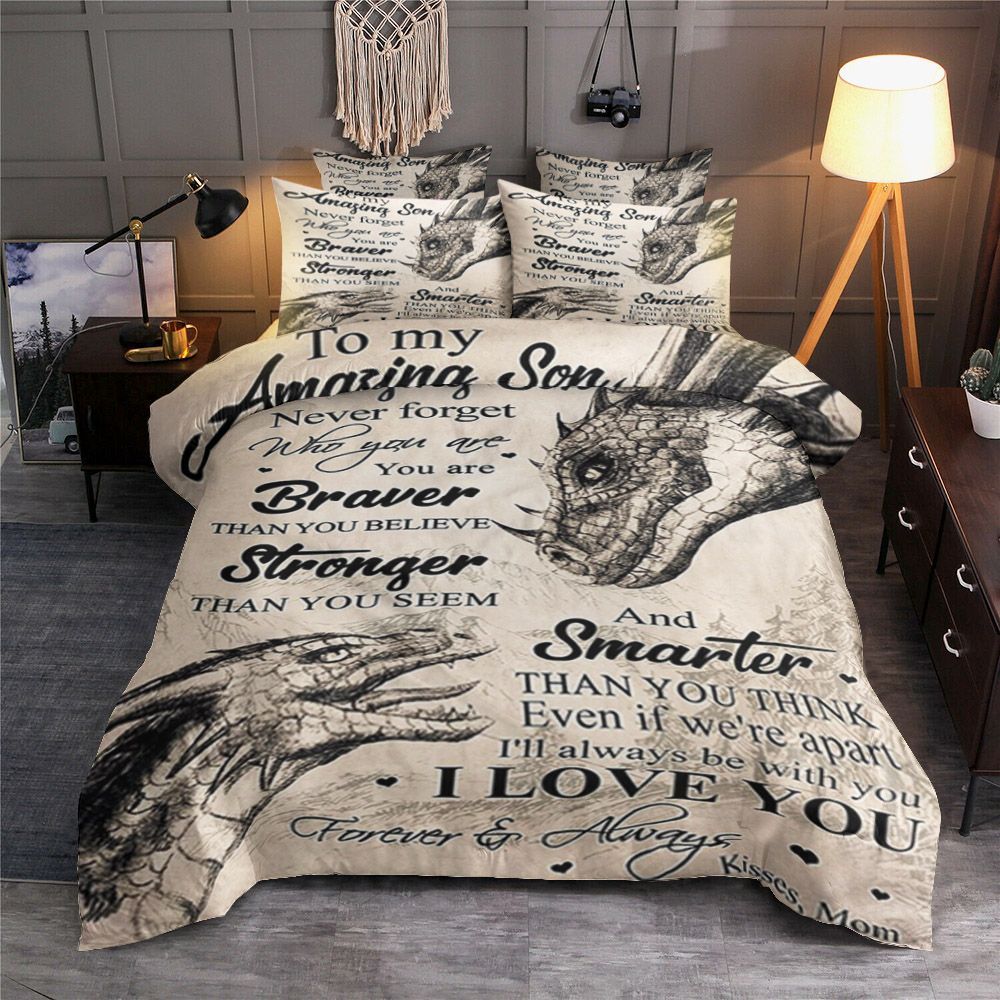 Mom To Son Dragon Bedding Set