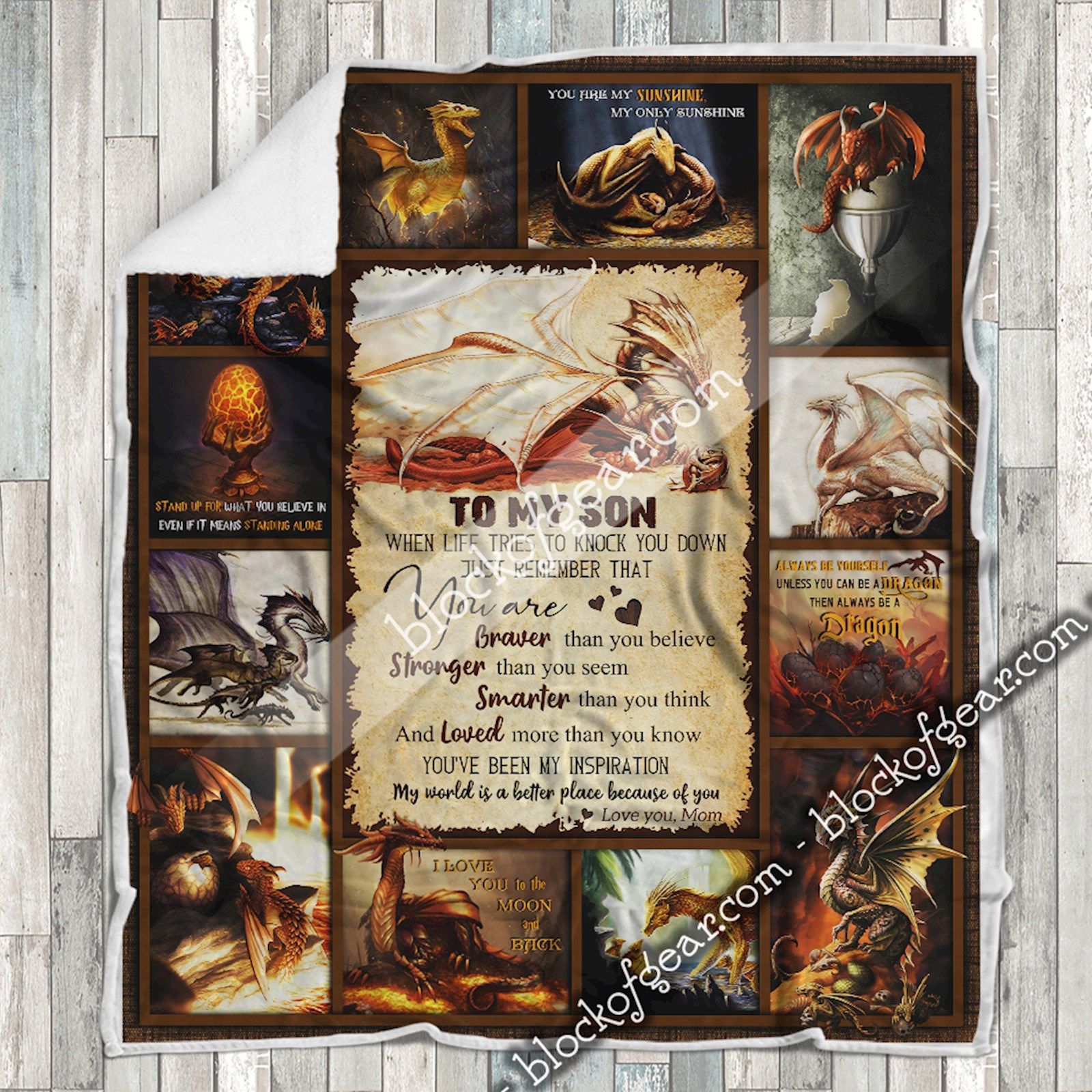 Mom To Son Dragon Sherpa Fleece Blanket