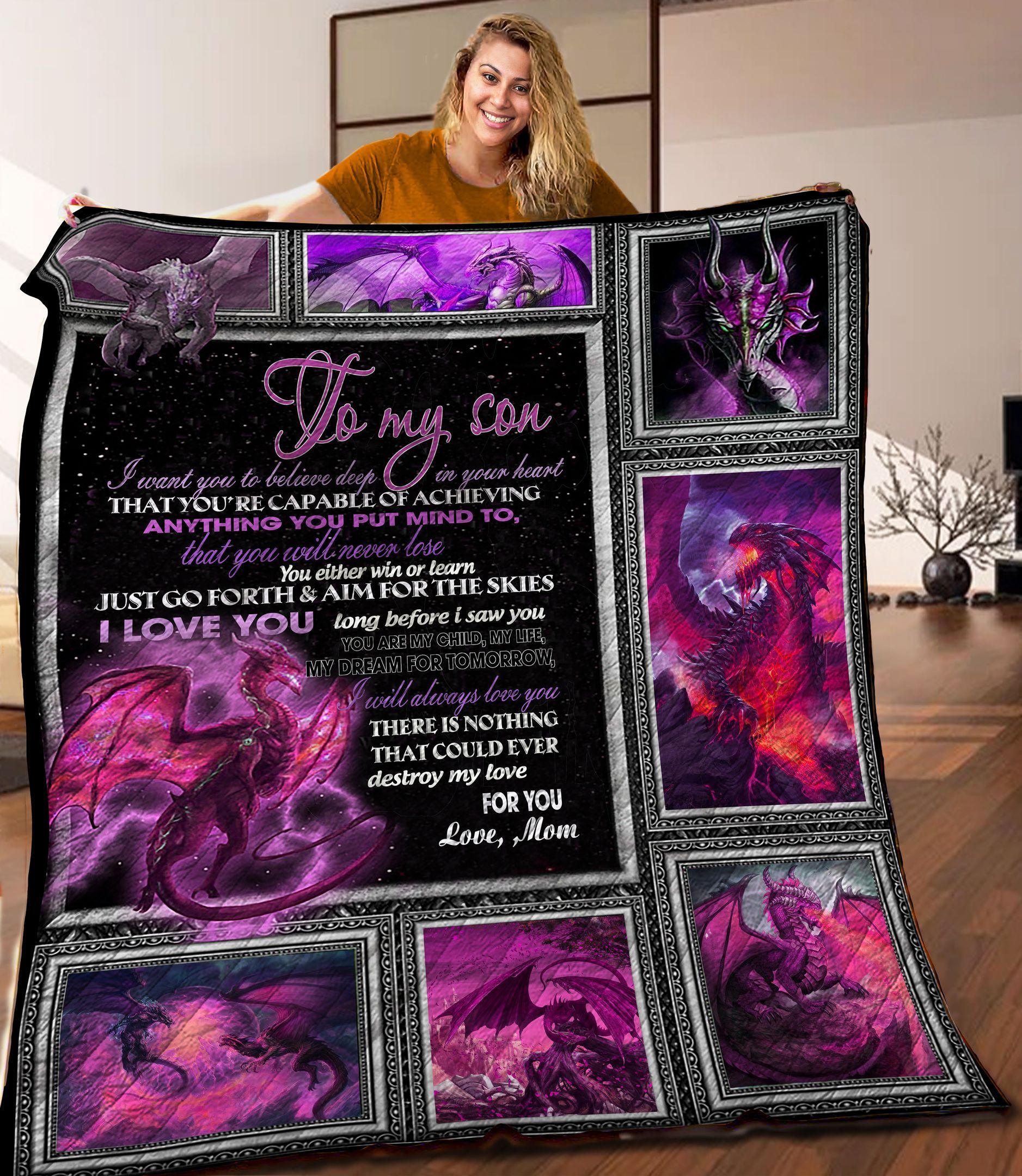 Mom To Son Dragon Quilt Blanket C9B250312PT