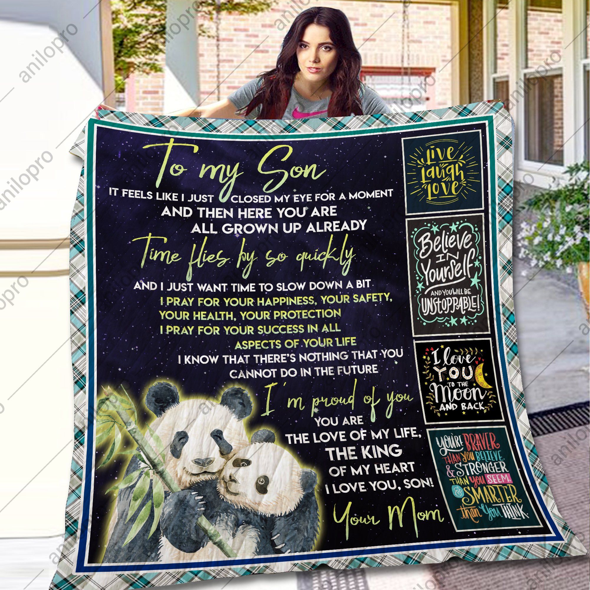 Mom To Son I Just Want Time To Slow Down A Bit Quilt Blanket DHC04012084TD