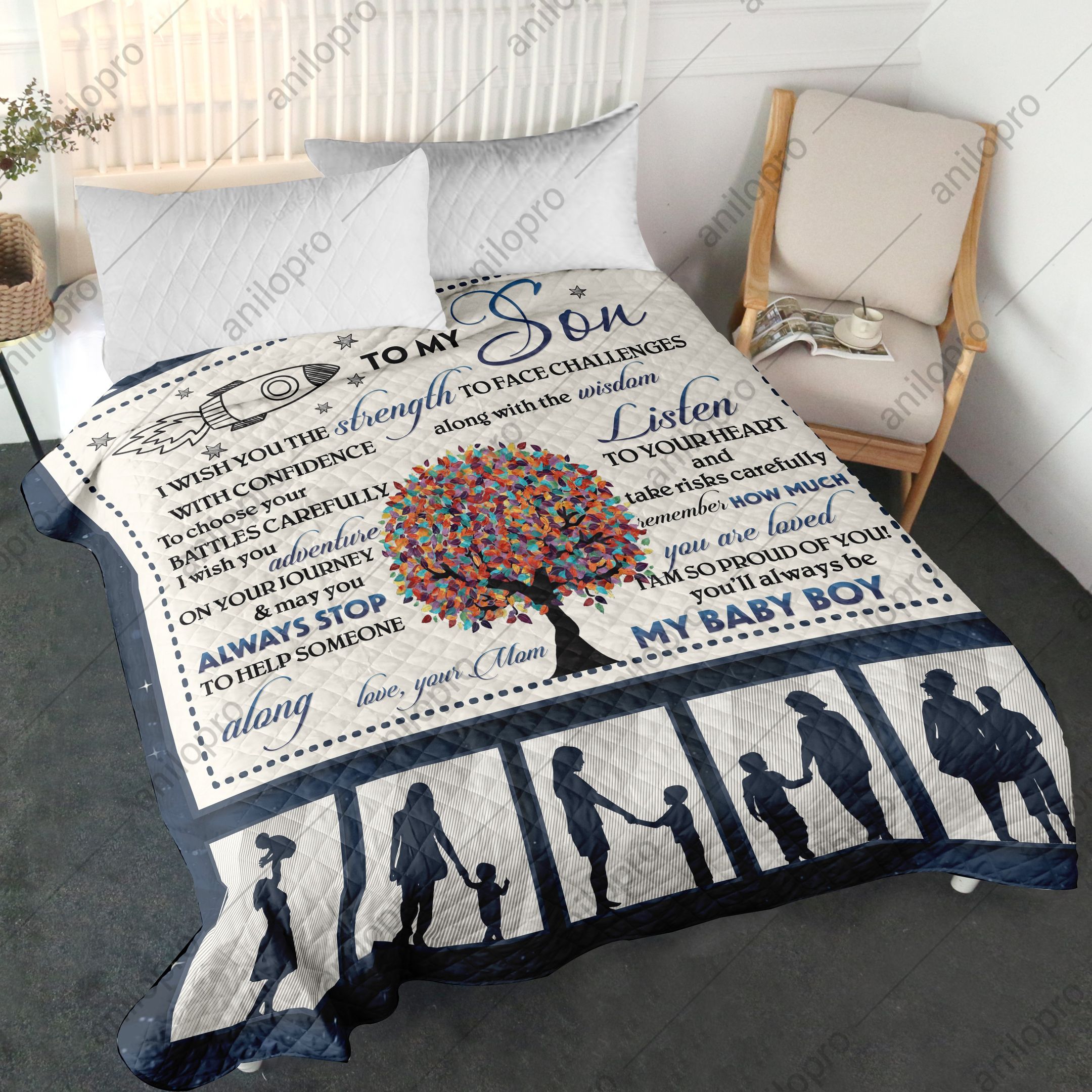 Mom To Son I Wish You The Strength Quilt Blanket DHC040120197TD