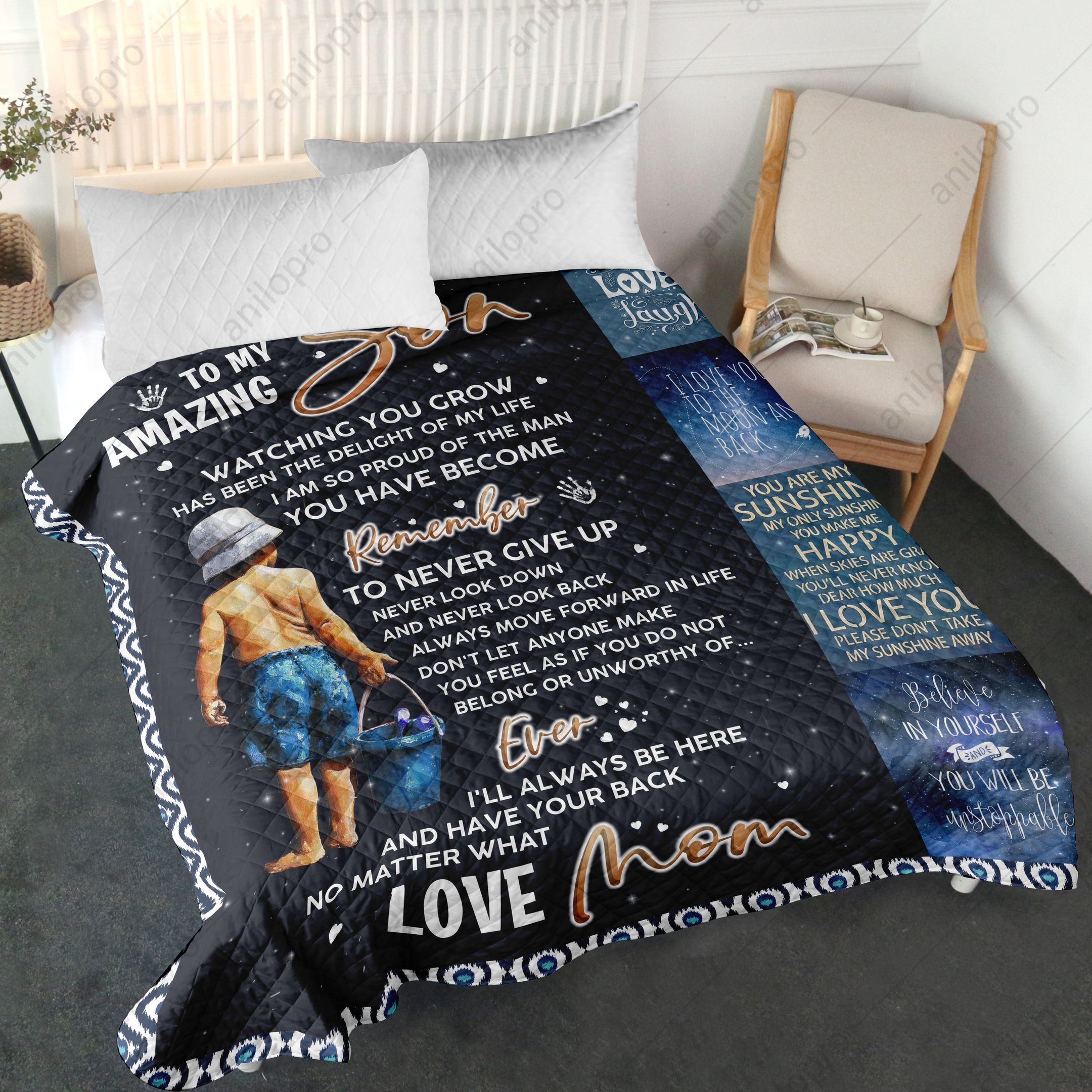 Mom To Son Never Look Down Quilt Blanket DHC040120101TD