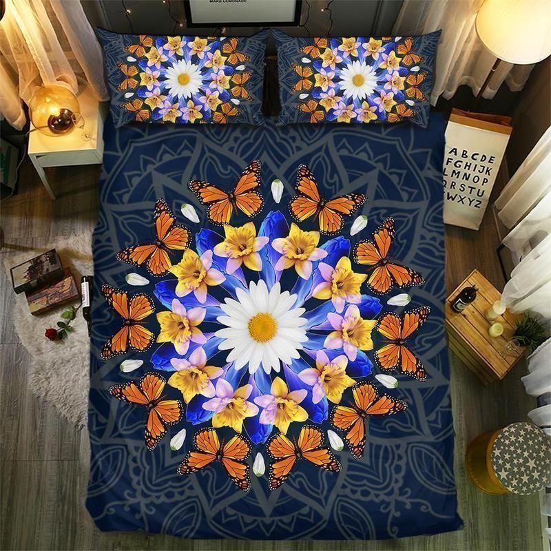Monarch Butterfly Mandala Printed Bedding Set