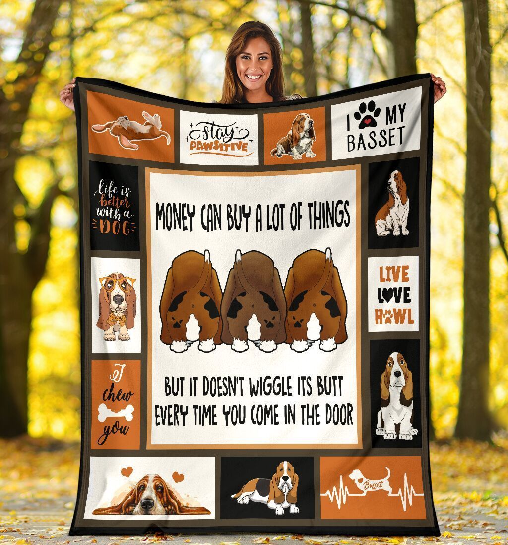 Money Can Buy A Lot Of Things Basset Hound Dog Fleece Blanket