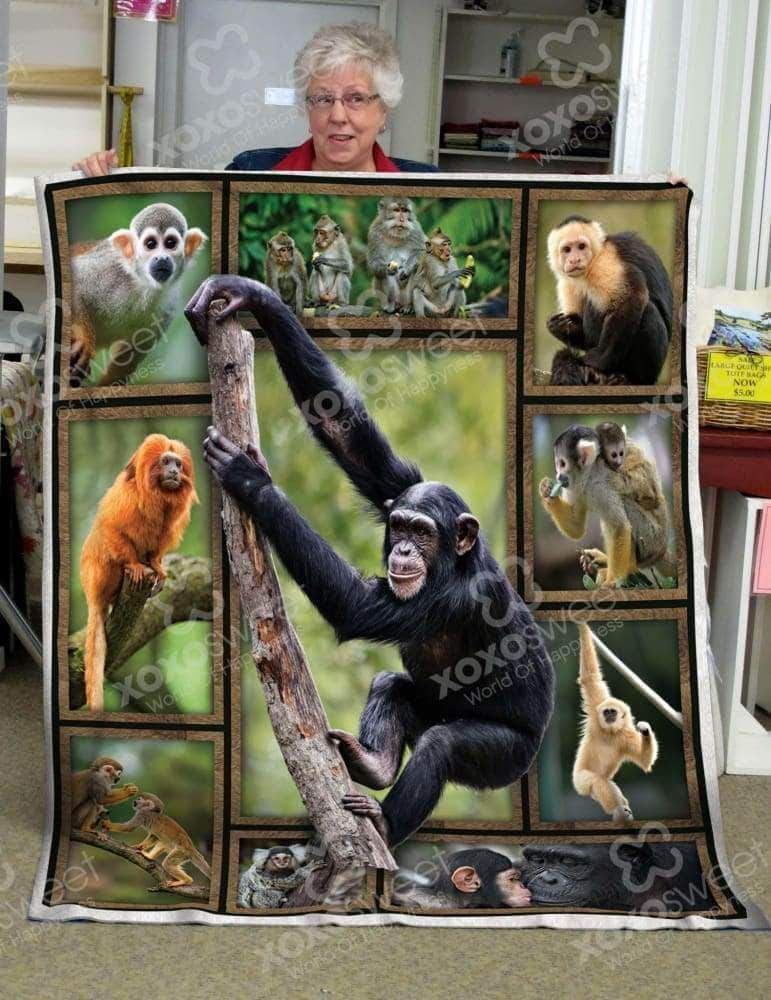 Monkey Sherpa Fleece Blanket