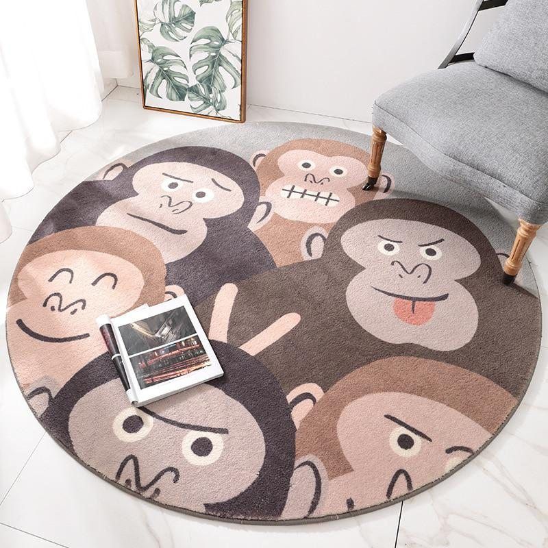 Monkey Selfie Round Carpet