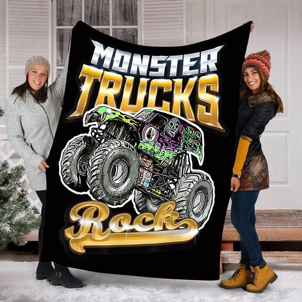 Monster Truck Sherpa Fleece Blanket