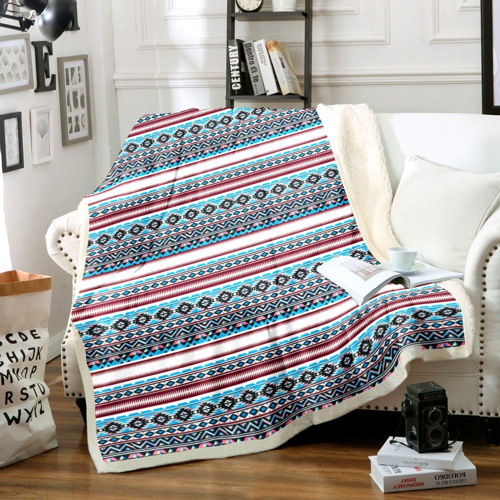 Montana Southwestern Horse Sherpa Fleece Blanket