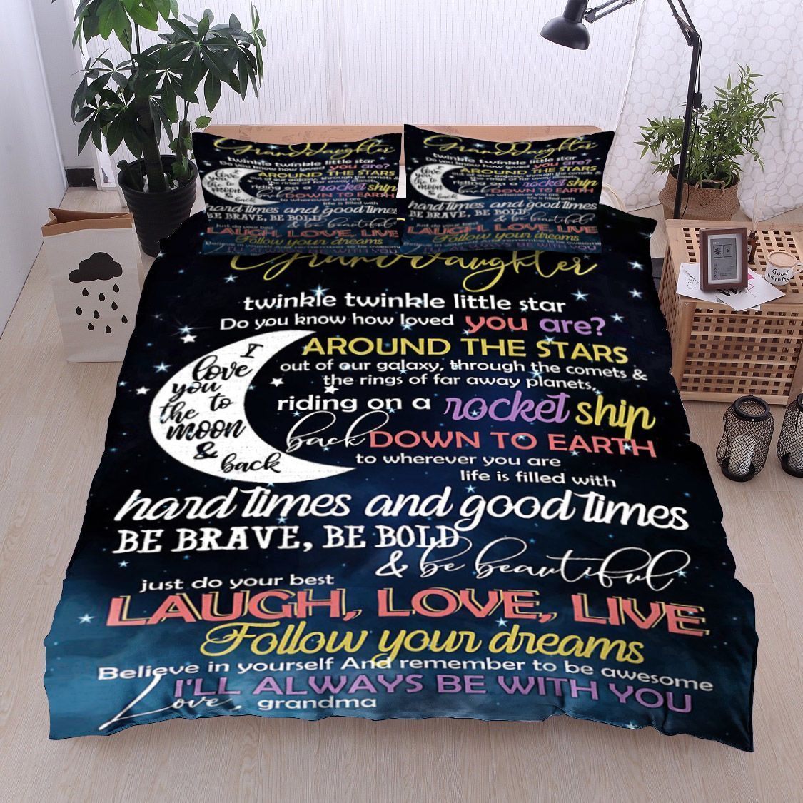 Moon And Stars To My Granddaughter Love Grandma Bedding Set
