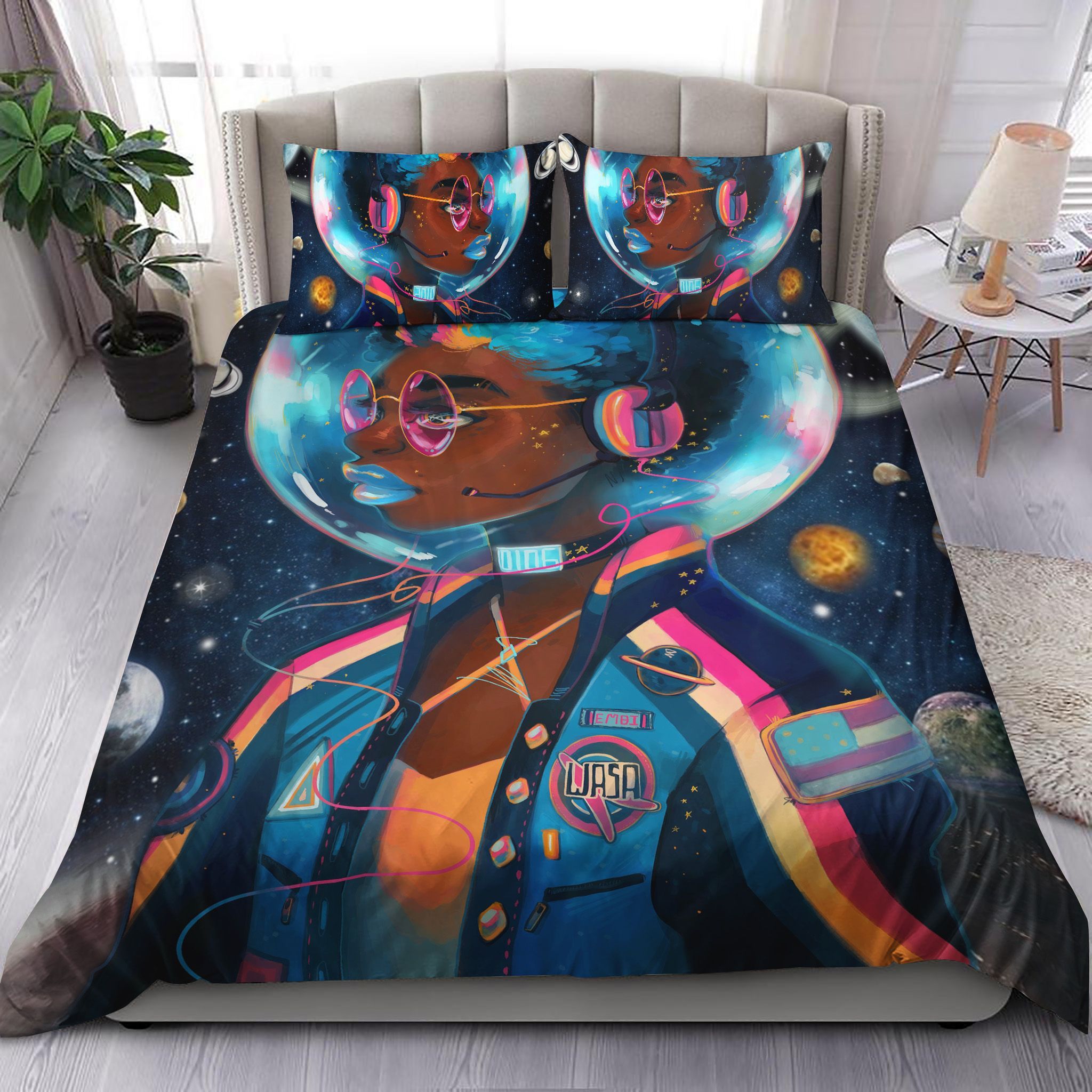 Moon Black Girl In The Universe Bedding Set