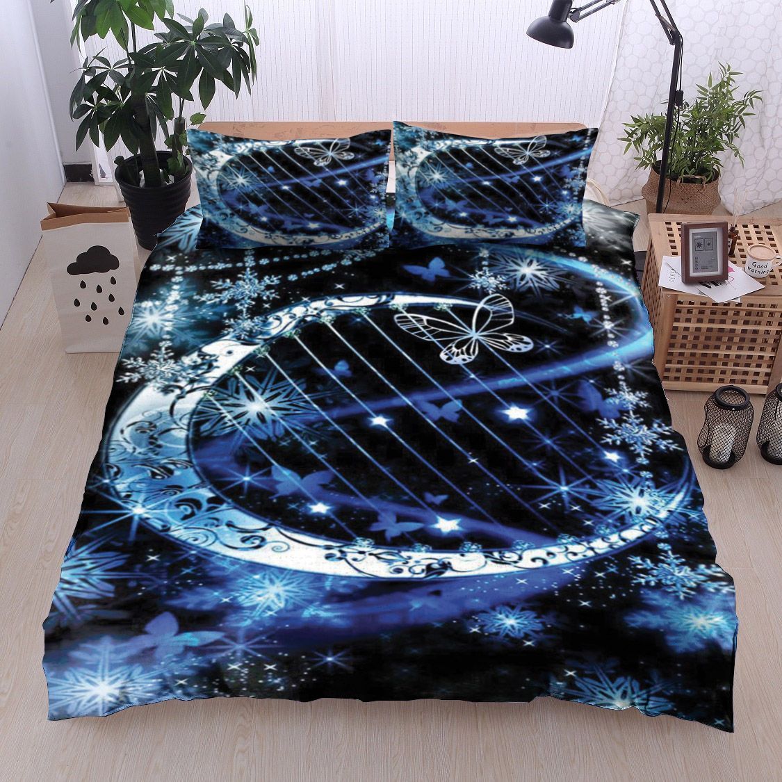 Moon Butterfly Galaxy Bedding Set
