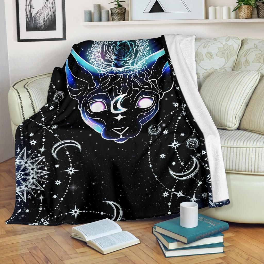 Moon Cat Sherpa Fleece Blanket
