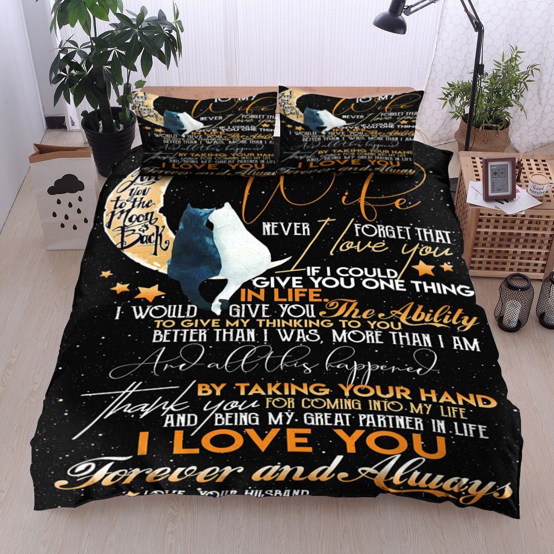 Moon Cat To My Wife Bedding Set