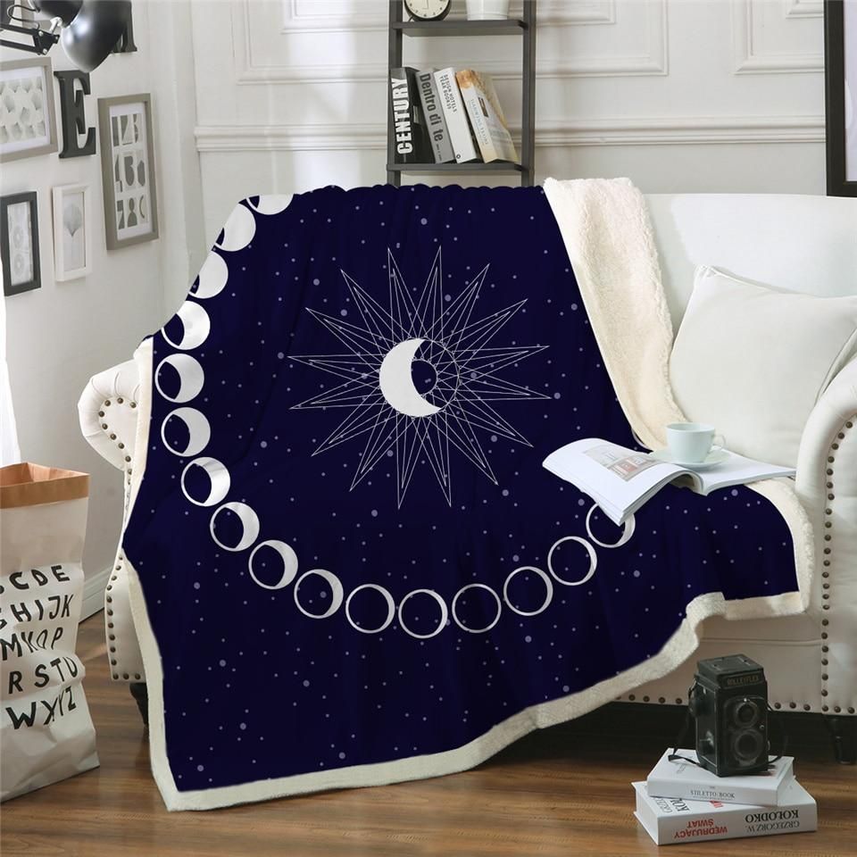 Moon Cycle Sherpa Fleece Blanket