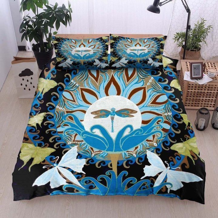 Moon Dragonfly Butterfly Bedding Set