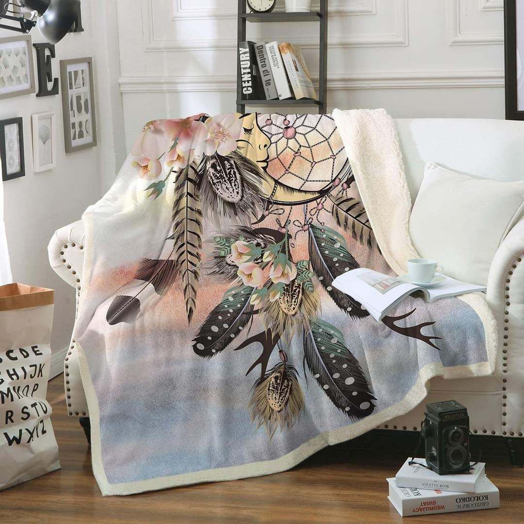 Moon Dreamcatcher Sherpa Fleece Blanket