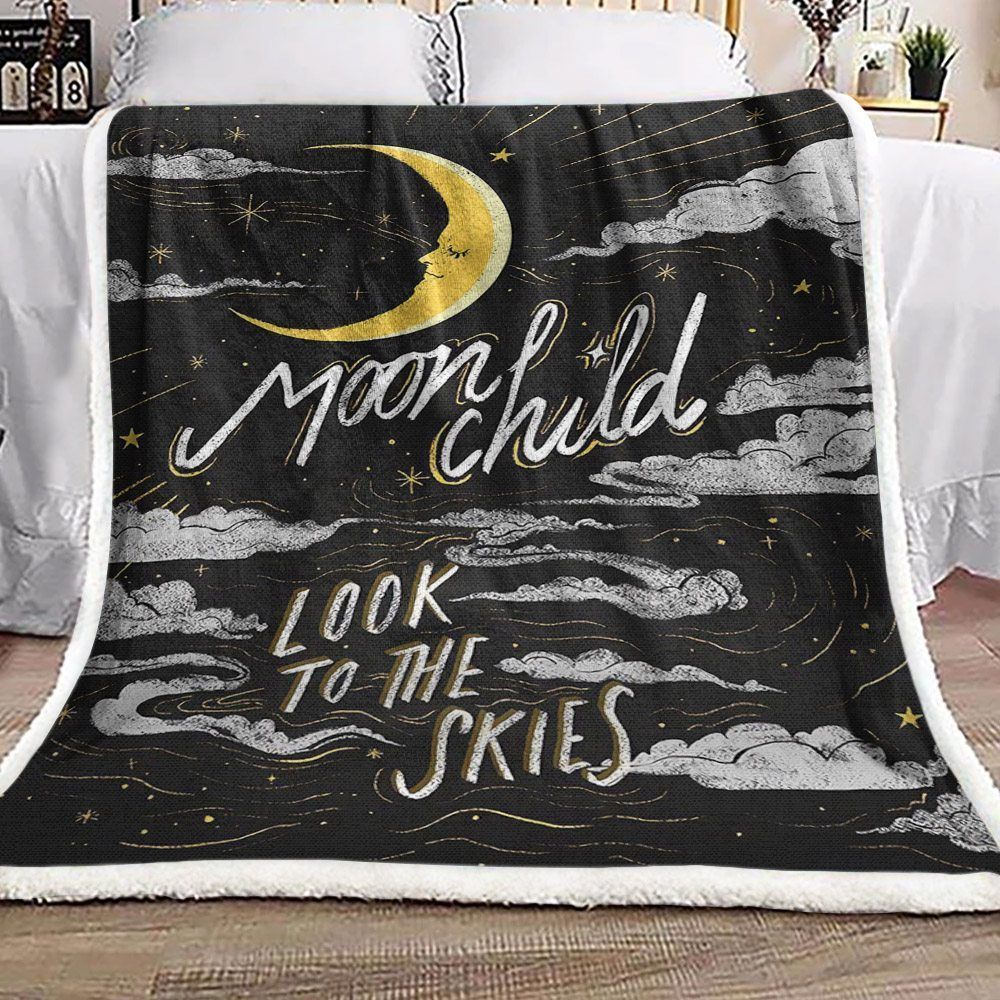 Moon Sherpa Fleece Blanket