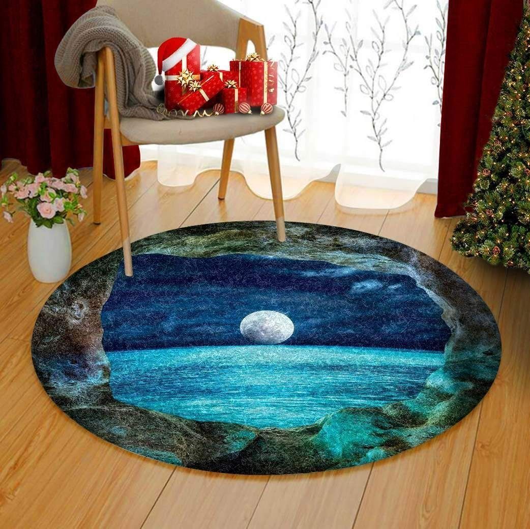 Moon In The Sea Round Carpet