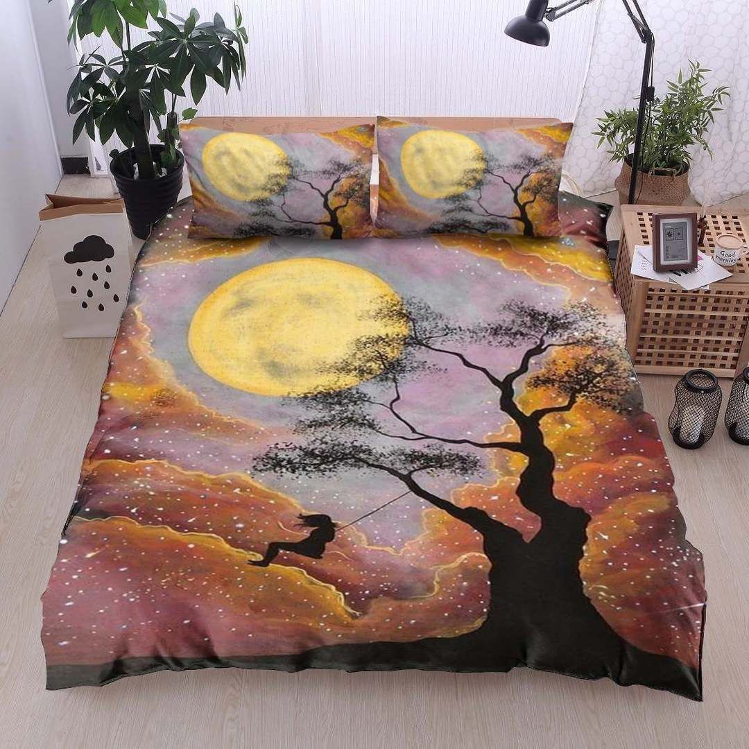 Moon Light Twin Queen King Cotton Bed Sheets Spread Comforter Bedding Set