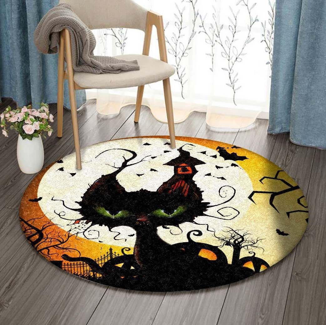 Moon Night Cat Round Carpet