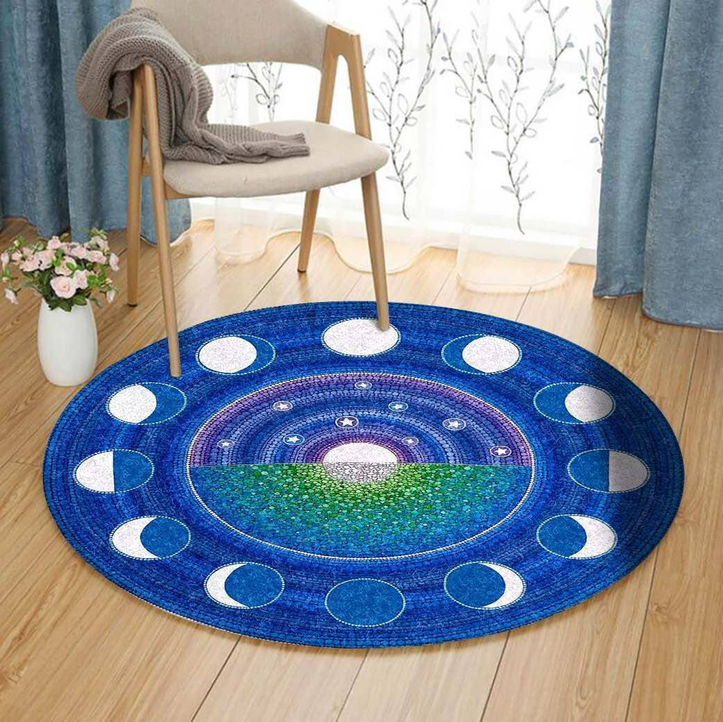 Moon Phase Mandala Round Carpet