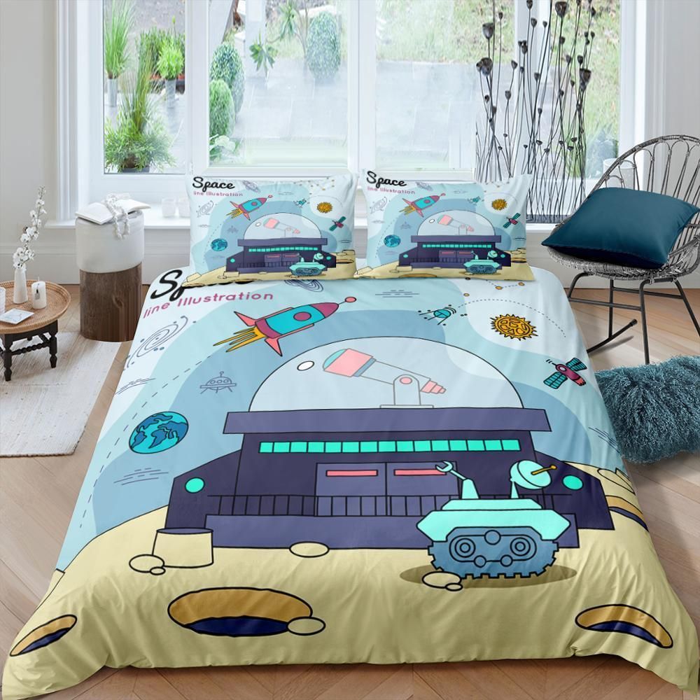 Moon Station Spaceship Bedding Set