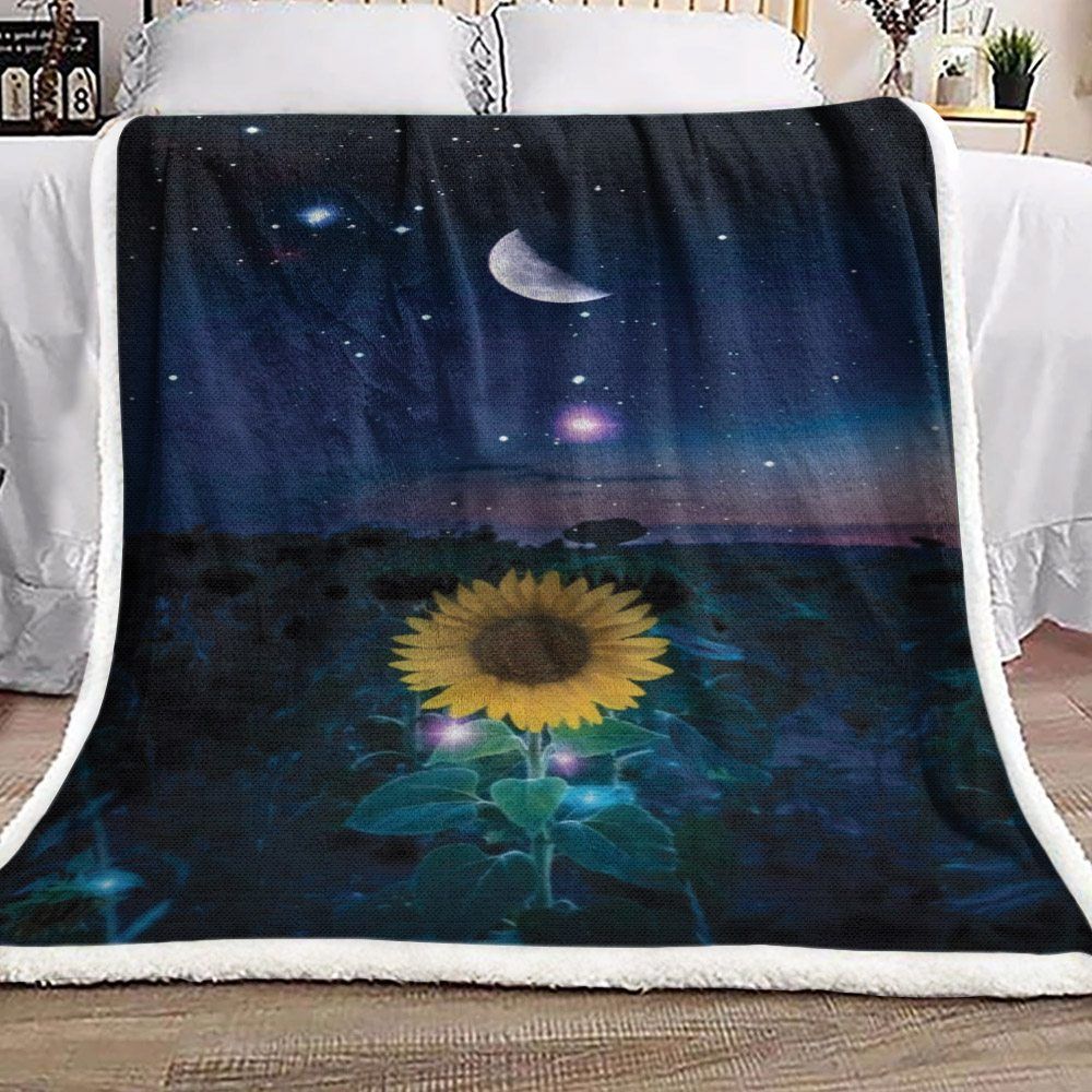 Moon Sunflower Sherpa Fleece Blanket