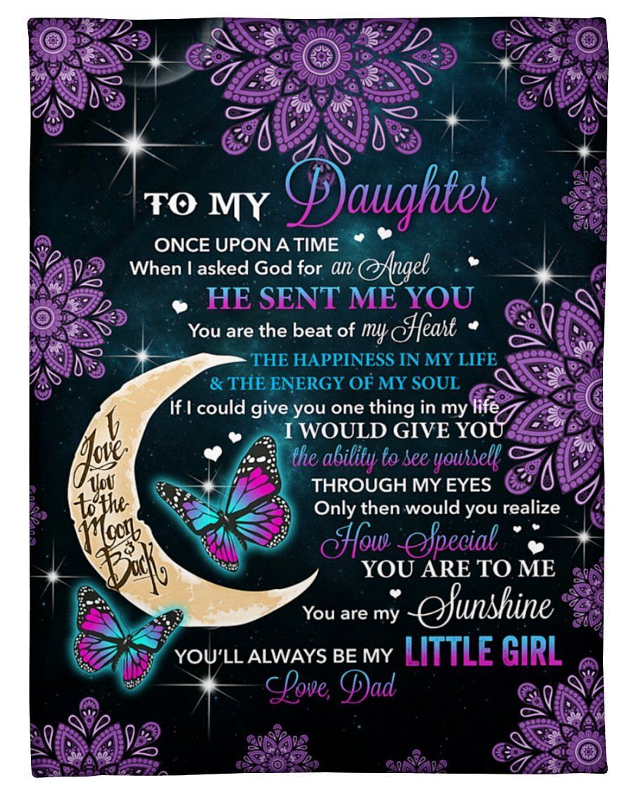 Moon To My Daughter Always Be My Little Girl Fleece Blanket Fleece Blanket