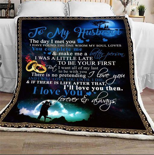 Moon To My Husband Sherpa Fleece Blanket