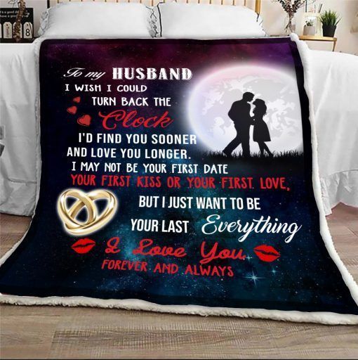 Moon To My Husband Sherpa Fleece Blanket