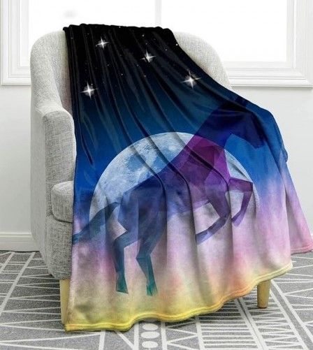 Moon Unicorn Sherpa Fleece Blanket