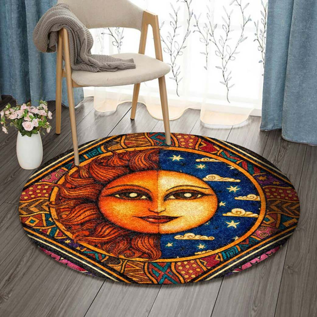 Moon Vs Sun Round Carpet
