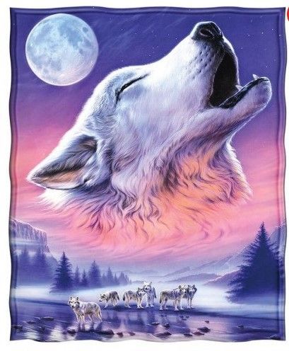 Moon Wolf Sherpa Fleece Blanket