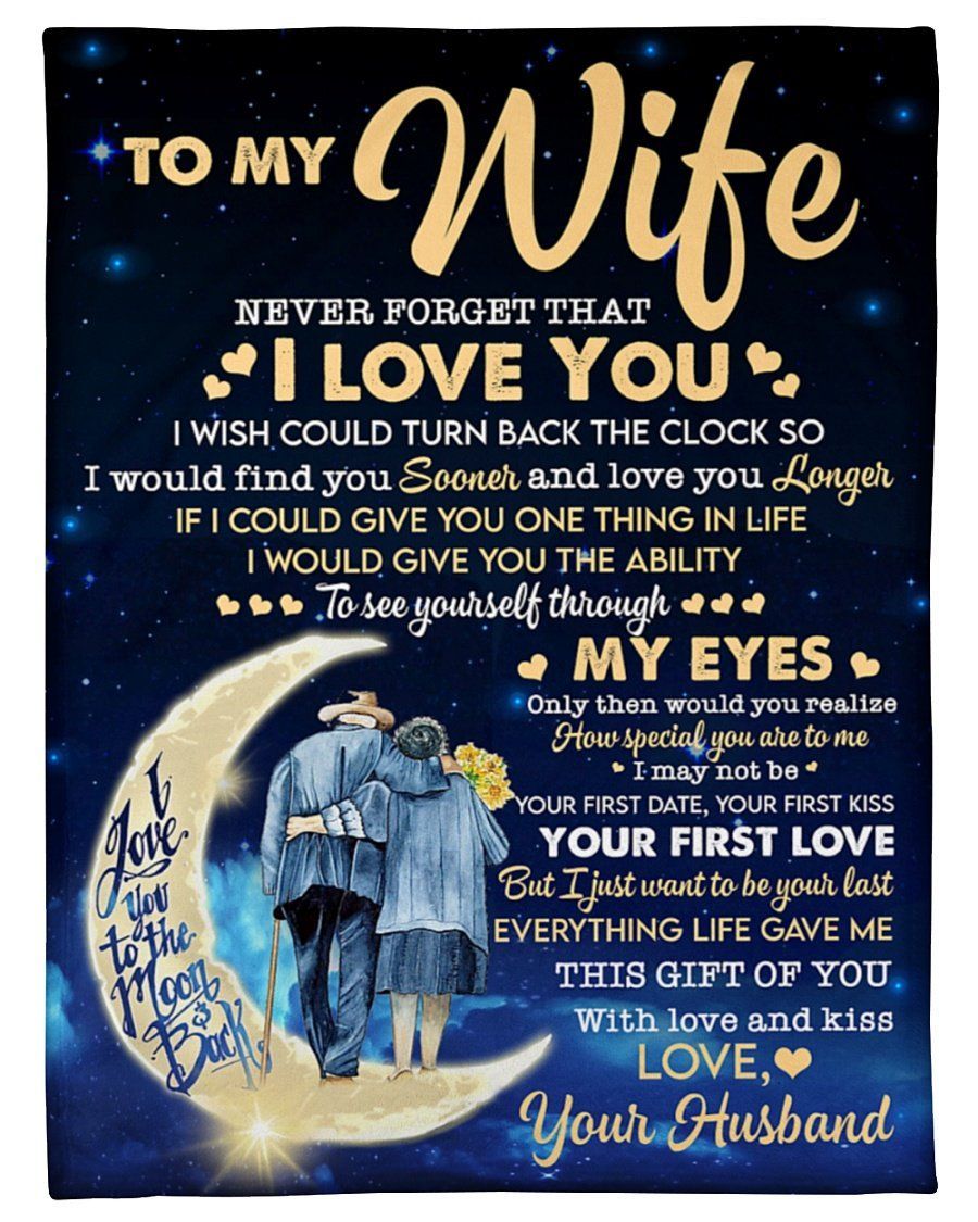 Moonhusband To My Wife Never Forget I Love You Fleece Blanket Fleece Blanket